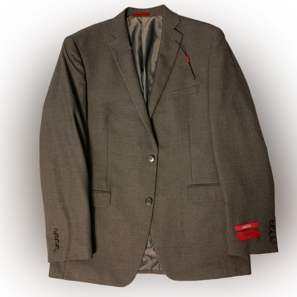 Alfani Red Label Slim Fit Stretch Sport Coat Blazer Jacket Gray 42 Long NEW